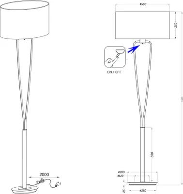 Obrázek produktu pro Stojací lampa PARIS II zlatá Trio 400200108