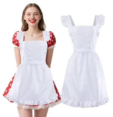 Vintage-Schürze aus Baumwolle, Weiß, für Damen, 1 Stück