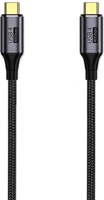 Zdjęcie produktu dla Economy Kabel Thunderbolt Typ-C Do Typ-C 40Gbps Wzmacniany 1M Czarny Pd 8K 60Hz 100W
