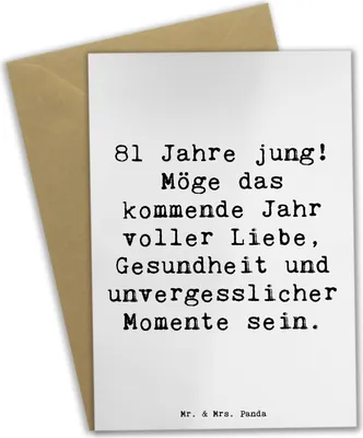 Produktbild von Mr. & Mrs. Panda Beileidskarte Spruch 81. Geburtstag - Weiß - Geschenk, babykarte, unvergessliche Momente, Happy Birthday, osterkarten, Meilenstein, osterkarte, Worte