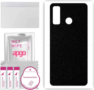 Produktbild von apgo Rückseite Schutzfolie, Skin, kompatibel mit Tecno Camon 15, Hinten Displayschutzfolie aus Vinylfolie, kratzfest, einfache Montage - Mattschwarz