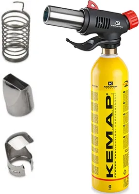 Image de Pistolet à air chaud Brasage + Cartouche gaz Propane Température réglable 550°C KEMPER