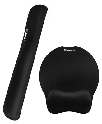 Image de Repose-poignets clavier et tapis de souris - Mousse à mémoire de forme - 38 cm - Noir - Pour bureau et maison