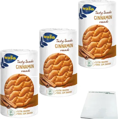 Produktbild von Wasa Tasty Snacks Cinnamon Rounds 3er Pack (3x267g Packung) + usy Block