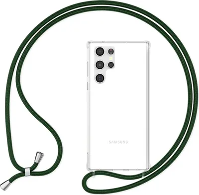 Produktbild von Klare Hülle mit Kette zum Umhängen für Samsung Galaxy S23 Ultra Dunkel-Grün