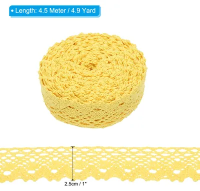 Produktbild von 5 Yards Spitzenband, 1 Zoll Breite Hochzeit Spitzenband Verpackung N?hen H?keln Band fš¹r Florale DIY Basteln N?hen Geburtstagsfeier, Gelb