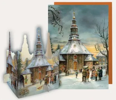 Produktbild von Tischadventskalender Seiffener Kirche mit Postkarte Erzgebirge