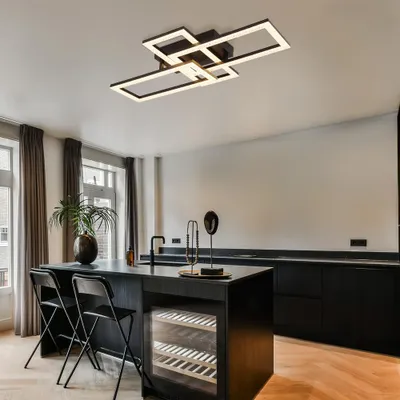Produktbild von LED Deckenleuchte, Kristalle, Beweglich, Schwarz, L 61 cm