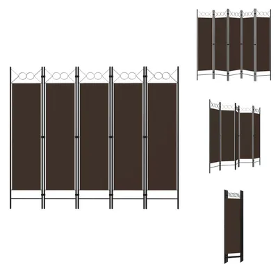 Multiple views of a brown room divider.