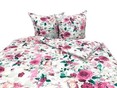 Produktbild von Bettwäsche, Waffelpiqué-Bettwäsche, bügelfrei, 100 % Baumwolle 160x200 2641 Rosa Blumen