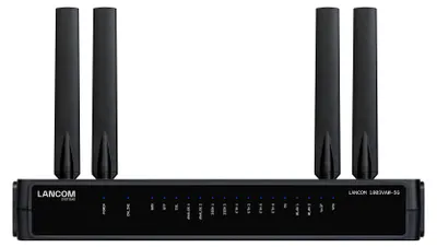 Produktbild von LANCOM 1803VAW-5G (EU), Schwarz, Tisch-/Wandmontage, 1 Lüfter, Extern, RTP, SIPS, SRTP, 10,100,1000 Mbit/s