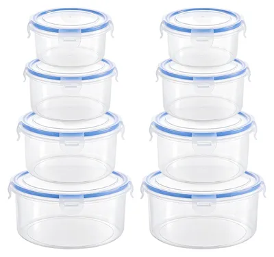 8er-Set runde Frischhaltedosen, 300–1500 ml, luftdicht, auslaufsicher, BPA-frei