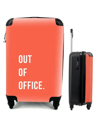 Produktbild von MuchoWow® Koffer Handgepäck Trolley Rollkoffer Kleine Reisekoffer mit 4 Rollen - Zitate - Außer Dienst - Orange - Cabin Size < 55x40x23 cm & 55x40x20 cm - Fotokoffer - Kabinenkoffer - Boardgepäck - Reise-Box - Reisekoffer - Reisegepäck - Koffer mit Bild - Trolley für Kinder