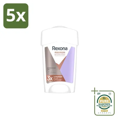 Obrázok produktu pre 5 x Rexona Women Maximum Protection Sensitive Dry, antiperspirant v tyčinke, 45 ml - balenie s 5 kusmi