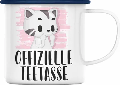 Produktbild von Trendation - Offizielle TeeEmaille Tasse Lustige Emaille Tasse für Tee Geschenk Teetrinker (Blau)