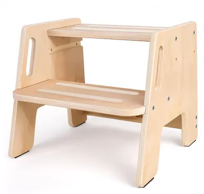 Produktbild von Stabile Holz Kinderhocker mit 2 Stufen und Griffen