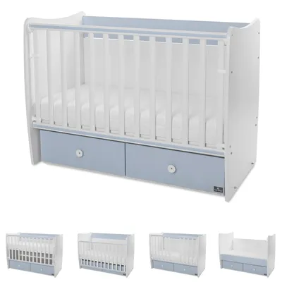 Produktbild von Lorelli Babybett MATRIX NEW Kinderbett 120 x 60 cm, 2 Ebenen, 2 Schubladen blau