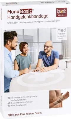 Produktbild von Bort ManuBasic Handgelenkbandage, beige>>>>Gr. XL links