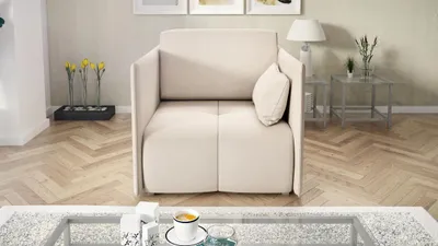 Produktbild von Wohnero24 Design Schlafsessel NESSA 1 - Komfortbett 80 x 195 cm - mit Bettkasten - Creme