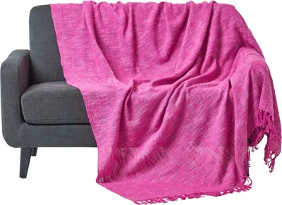 Produktbild von HOMESCAPES Baumwolldecke Nirvana – Wohndecke 225x255 cm pink, handgewebt im Slub-Design, 100% Baumwolle