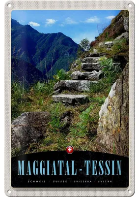 Produktbild von Blechschild Reise 20x30cm Maggiatal-Tessin Schweiz Weg Gebirge