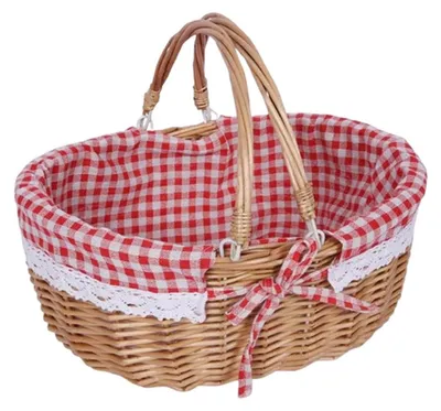 Produktbild von Omgoods - Picknickkorb aus Rattan - Picknickkorb für 2 Personen - Geflochtener Korb - Griff aus Weidenzweigen - Leichtgewicht - Schönes und praktisches Design - Picknickkorb
