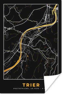 Produktbild von MuchoWow® Poster Karte - Trier - Gold - Stadtplan - Deutschland 120x180 cm - Kunstposter