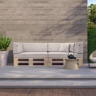 Produktbild von novely PINAU Outdoor UV++ Palettenkissen Palettenauflagen Set - A) Variante: Rückenkissen (120x40x20 cm) | B) Farbe: 02 Leinenoptik