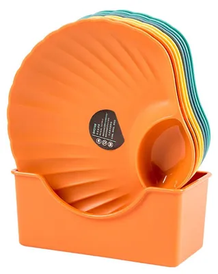 8er Set Snackschale Muschelform mit Basis, Kunststoff