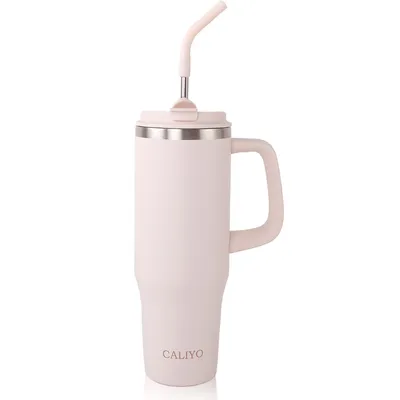 Produktbild von 1.2L Thermobecher, Trinkflasche Mit Strohhalm Edelstahl, BPA frei Auslaufsicher Trinkbecher mit Deckel, Hält 48h kalt