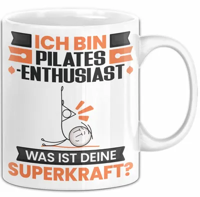 Produktbild von Pilates-Enthusiast Tasse Geschenk für Pilates-Enthusiast Geburtstag Lustiger Spruch Kaffee-Becher Was Ist Deine Superkraft (Weiß)