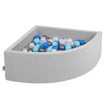 Obrázok produktu pre KiddyMoon 90x30cm/300 loptičiek ∅ 7cm Trojuholník Detské penové loptičky  vyrobené v EÚ, SvetloGrey: Perleťová/Modrá/Baby Modrá/Priehľadná/Strieborná