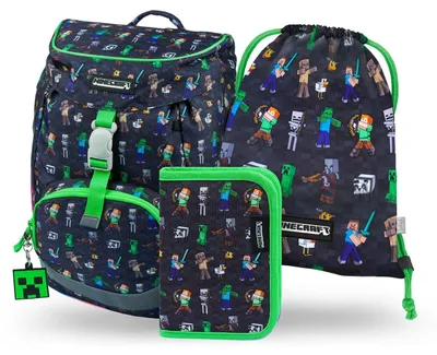 Image de Ensemble de trois pièces comprenant un sac à dos scolaire pour garçons, doté d'une conception ergonomique