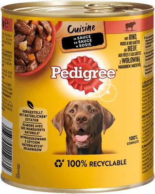 Produktbild von Pedigree Cuisine in Sauce mit Rind, Nudeln und Karotten, Adult, Rind, 800 g
