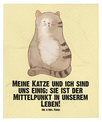Produktbild von Mr. & Mrs. Panda Babydecke Katze Sitzen - Gelb Pastell - Geschenk, Erstlingsdecke, Plaid, Schmusedecke, Herz, Cats, Katzen, Schlummerdecke, Cat, Kinderdecke