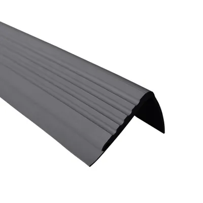 Obrázek produktu pro QUEST Schodová lišta 48x42 mm, 1.5m PMW PVC, Protiskluzová schodová hrana, schodový profil, ochrana schodů, tmavě šedá