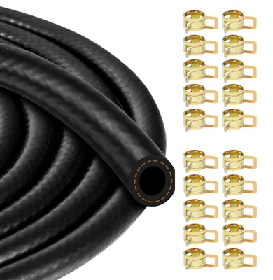 Productafbeelding van Brandstofslang 10 mm x 6 meter - Zwarte Benzineslang & Dieselslang met 20 Slangklemmen