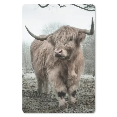 Produktbild von MuchoWow® Mauspad Mousepad Schottischer Highlander - Wald - Nebel - Kuh - Tiere - Natur 18x27 cm - Mousepads - Maus Mat - Pad - Mausunterlage