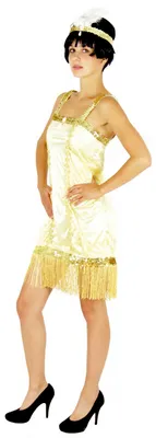 Produktbild von 20er Jahre Charleston Kostüm in gold für Damen Gr. S - XXL, Größe:L