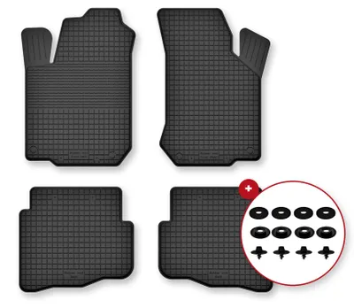 Produktbild von Gummi-Fußmatten für Nissan Almera N16 2000-2006 (Schrägheck) – 4-tlg, Schwarz, Semi-Universal, angepasst – Wielganizator Semi-Universal