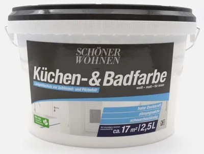 Produktbild von SCHÖNER WOHNEN Küchen- und Badfarbe weiss matt Wandfarbe Innenfarbe 2,5 l