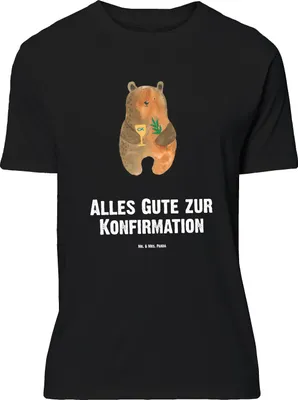 Produktbild von Mr. & Mrs. Panda Größe L T-Shirt Bär Konfirmation - Schwarz - Geschenk, Kirche, Shirt, Gottesdienst, mit Spruch, Evangelisch, Tshirt, Teddy