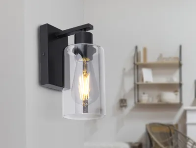 Immagine prodotto di GLOBO Applique da parete Lampada da parete per interni Vetro fumé Look industriale nero 15465W