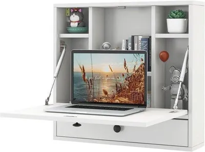 Produktbild von Famanu Wandklapptisch mit Stauraum – Platzsparendes Büro für Homeoffice