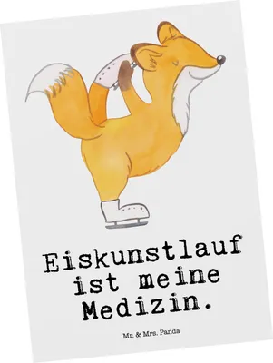 Produktbild von Mr. & Mrs. Panda Postkarte Fuchs Eiskunstläufer - Weiß - Geschenk, Grußkarte, Eiskunstläuferin, Eiskunst, Ansichtskarten, Ansichtskarte, einzelkarte, Postkarten