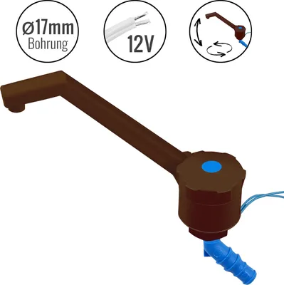 Produktbild von 12 Volt Wasserhahn "Novo" für Kaltwasser, Braun, Bauhöhe 135mm, klappbar, 90g