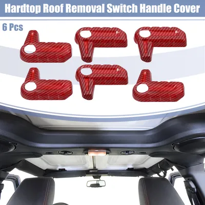 Image de Cache de poignée de commutateur de démontage du toit rigide pour Jeep Wrangler JK - 6 pièces Motif en fibre de carbone rouge
