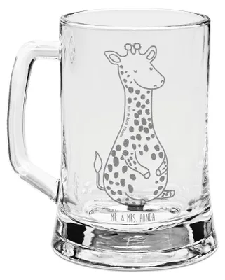 Produktbild von Mr. & Mrs. Panda Krug Giraffe Zufrieden - Transparent - Geschenk, Bierhumpen, Seidel, Abenteuer, Glück, Bierkrug Mit Gravur, Afrika, Humpen, Glaskrug
