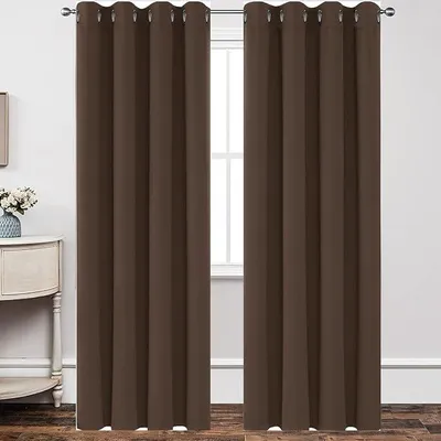 Imagen del producto de Cortinas opacas, juego de 2, 240 x 250 cm. Tela gruesa, cortinas térmicas para proteger del frío. Cortinas opacas y térmicas, juego de 2, para ventanas de salón, color taupe