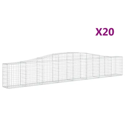 Obrázok produktu pre vidaXL Gabióny s vysokým oblúkom 20 ks 400x30x60/80 cm Pozinkované železo